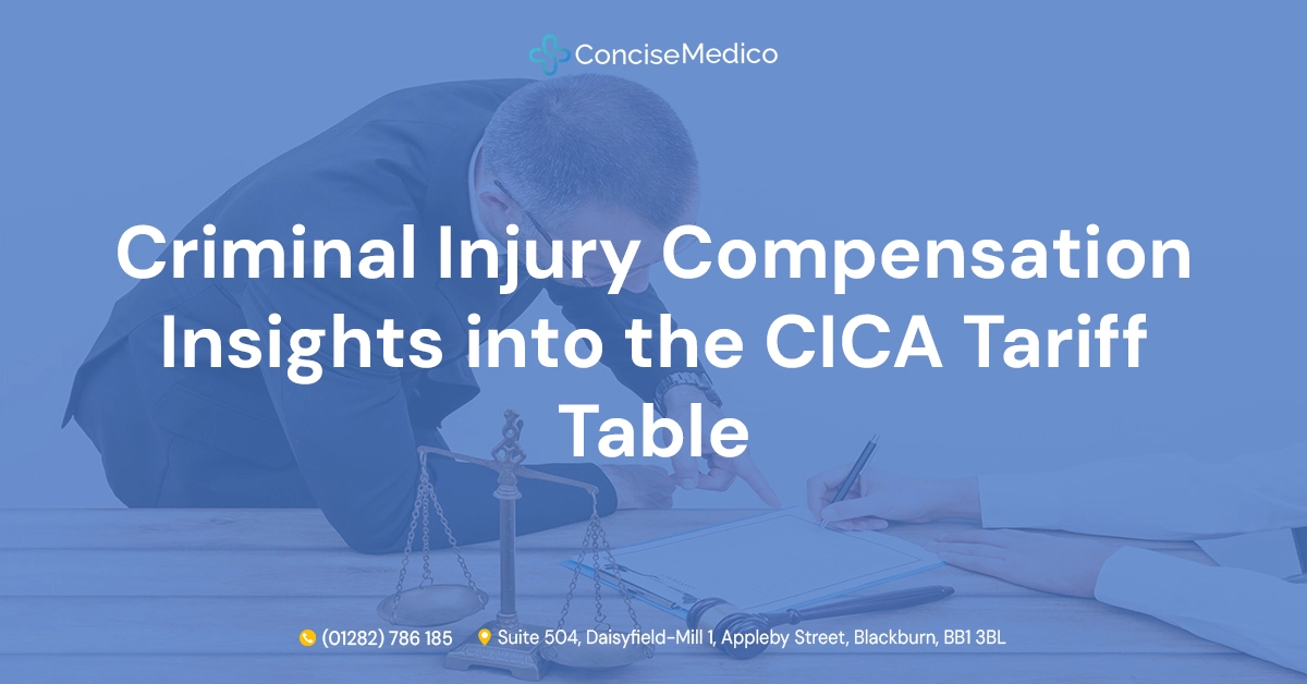 criminal injury compensation - cica tariff table