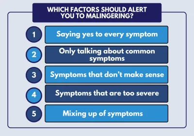 which factors should alert you to malingering Which factors should alert you to malingering?