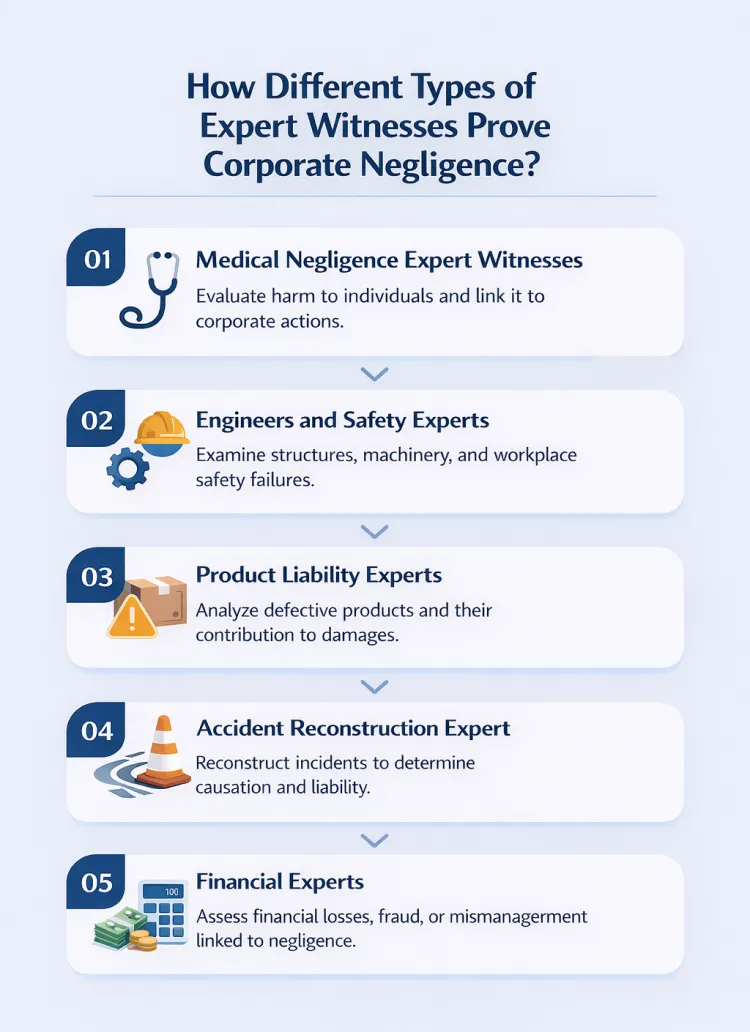 How Different Types of Expert Witnesses Prove Corporate Negligence?