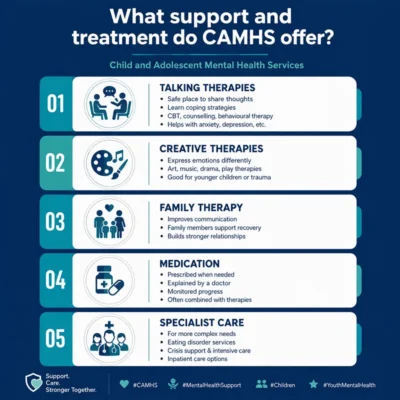What support and treatment do CAMHS offer