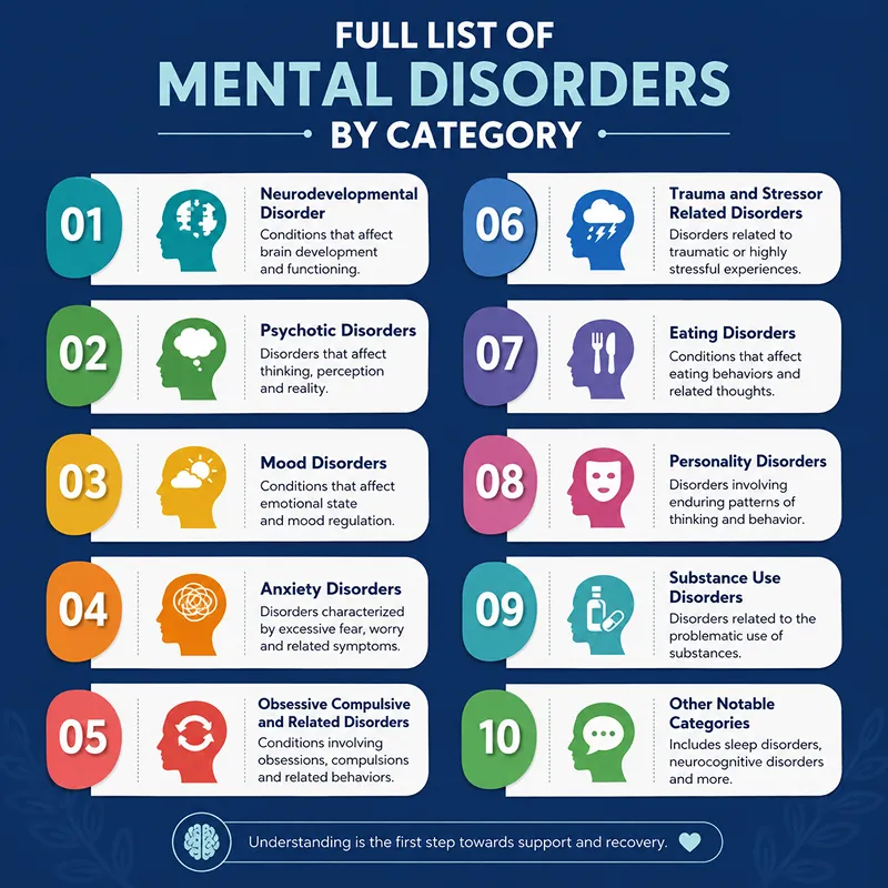 Full List of Mental Disorders by Category