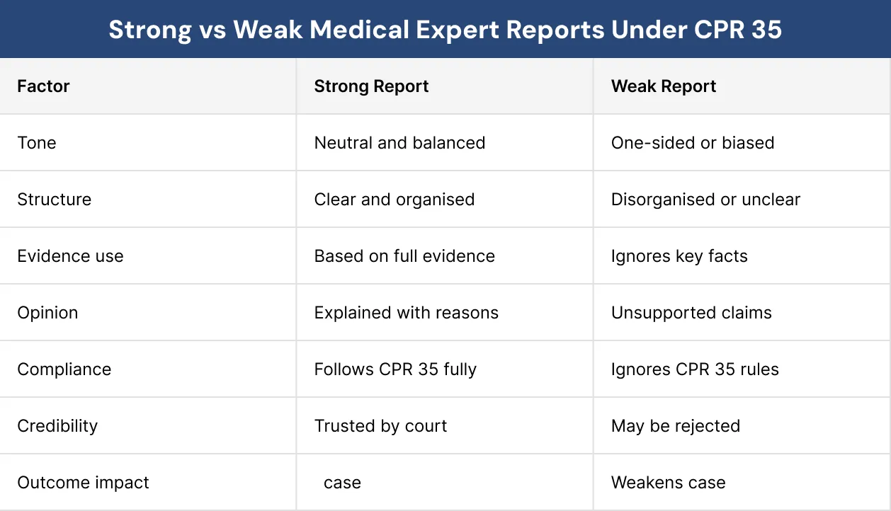 Strong vs Weak Medical Expert Reports Under CPR 35