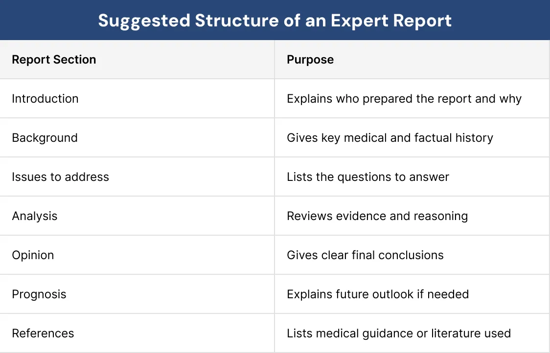 Suggested Structure of an Expert Report