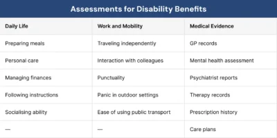 Assessments for Disability Benefits