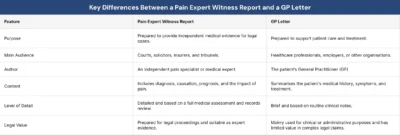 Key Differences Between a Pain Expert Witness Report and a GP Letter