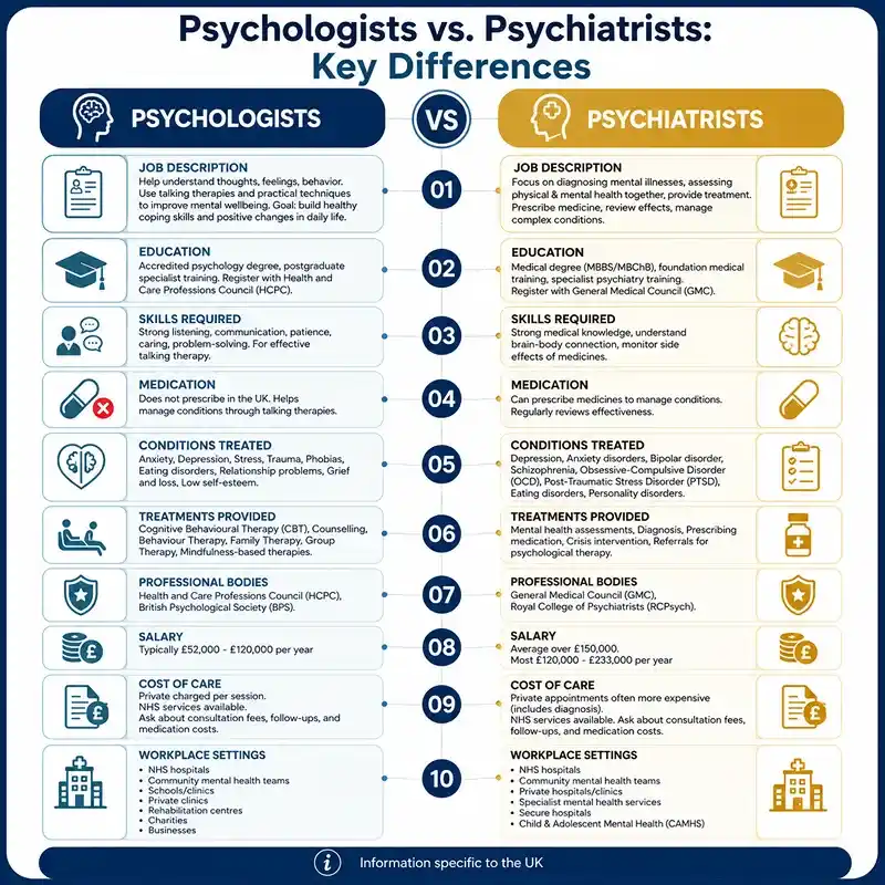 Psychologists vs. Psychiatrists Key differences