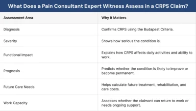 What Does a Pain Consultant Expert Witness Assess in a CRPS Claim