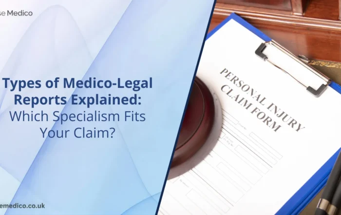 Types of medico-legal reports and medical specialists for personal injury claims